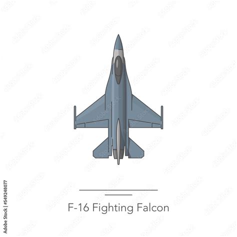 F-16 Fighting Falcon outline colorful icon. Isolated fighter jet on white background. Vector ...