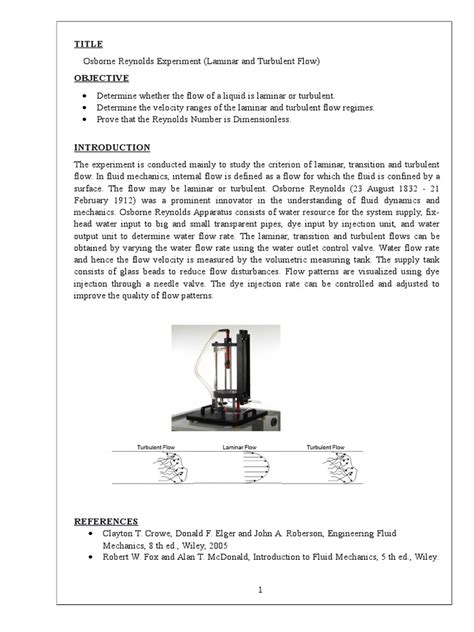 Osborne Reynolds Experiment (Laminar and Turbulent Flow) | Reynolds ...