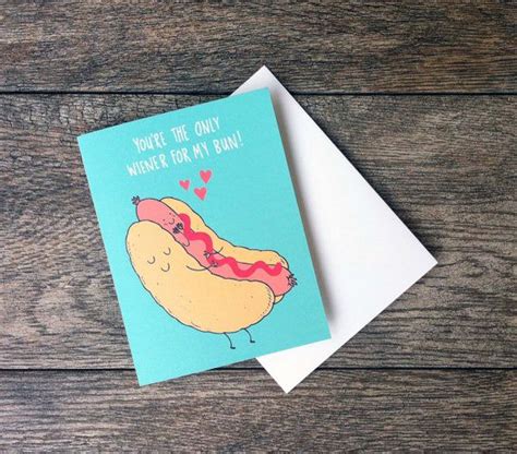 Funny Valentine Card Hotdog Wiener and Bun Love Greeting - Etsy ...