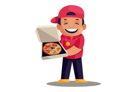 Happy Pizza Delivery Man On Skateboard Illustration - Free Download E-commerce & Shopping ...