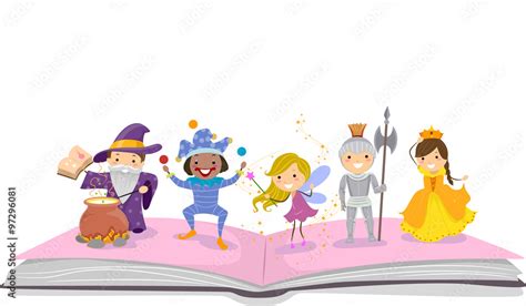 Stickman Kids Story Book Characters Stock Vector | Adobe Stock