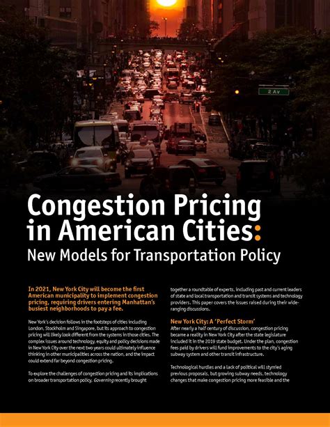 Congestion Pricing in American Cities: New Models for Transportation Policy