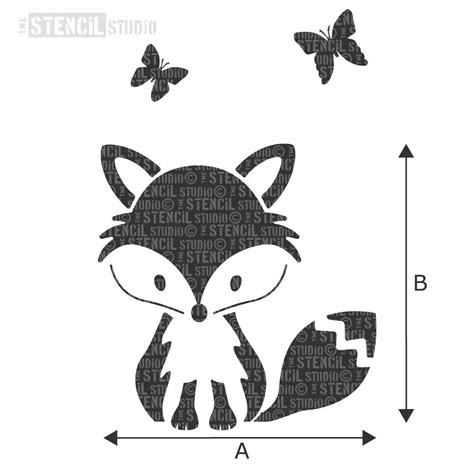 Woodland Fox sitting stencil for kids rooms and nursery wall murals ...