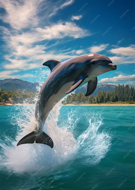 Free AI Image | Beautiful dolphin jumping out of water