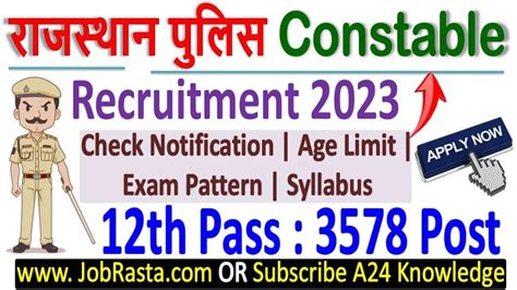 Rajasthan Police Constable Recruitment 2023 Notification for 3578 Post ...