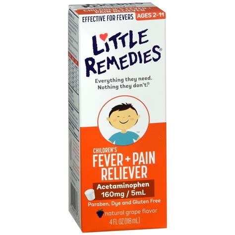 Little Remedies Children’s Fever+Pain Reliever Liquid Natural Grape ...