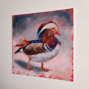 Mandarin Duck Painting Original Bird Wall Art on Canvas Panel - Etsy