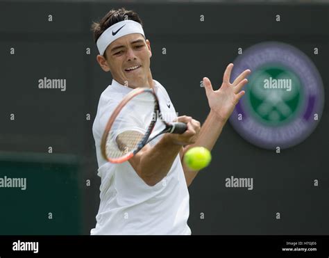 Taylor Fritz (USA) in action at Wimbledon 2016 Stock Photo - Alamy