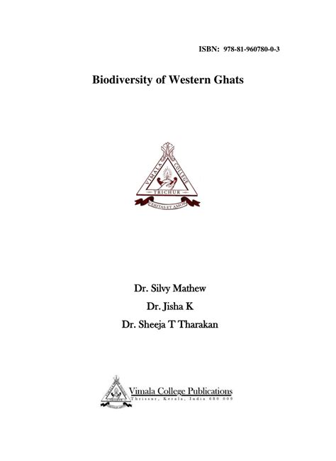 (PDF) Biodiversity of Western Ghats