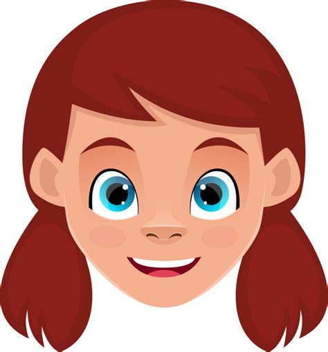 Little girl face expressions clipart design illustration 9398010 PNG