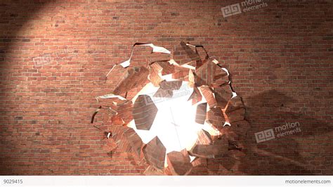 Brick Wall Break Through Demolish Smash Escape To White Light 4K Stock ...