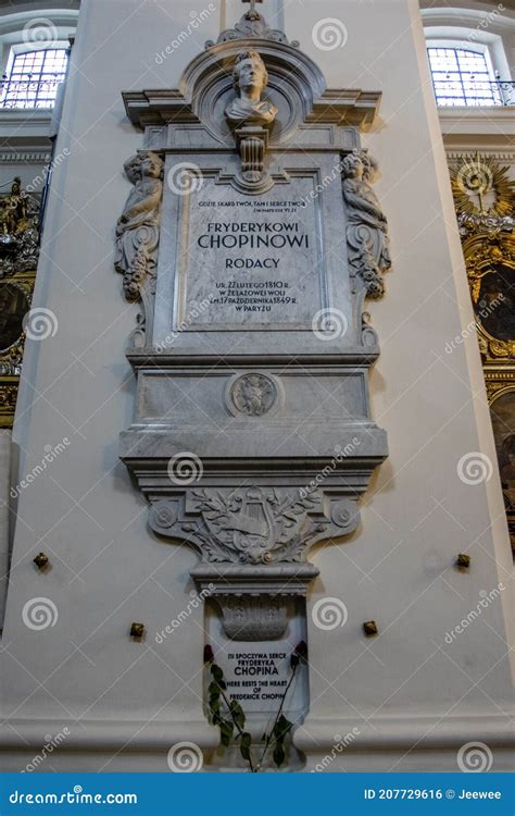 Pillar Containing Frederic Chopin`s Heart Inside the Holy Cross Church ...