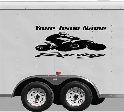 Quad 4 Wheeler Racing ATV Decal Vinyl Decal Custom Text Trailer Sticker ...