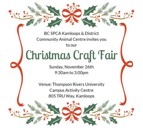 Christmas Craft Fair - BC SPCA Kamloops & District Community Animal Centre - BC SPCA