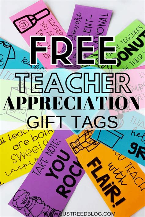 FREE Printable Teacher Appreciation Gift Tags - Just Reed & Play | Teacher appreciation ...