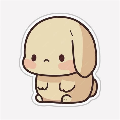 Premium Vector | A sticker of a bunny that has a sad face.