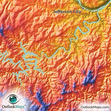 Missouri Colorful Topography | Physical Map of Natural Features