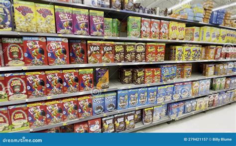 Walmart Grocery Store Interior Cereal Aisle Pan Stock Video - Video of ...