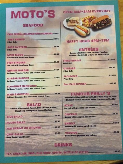 Menu at Murphy's Bar & Grill, North Myrtle Beach