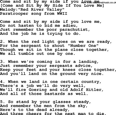 Old American Song - Lyrics for: Come And Sit By My Side If You Love Me, with PDF