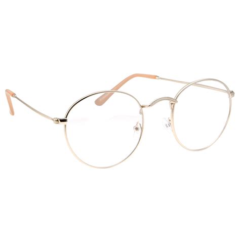 grinderPUNCH Retro Classic Round Metal Frame Clear Lens Glasses ...