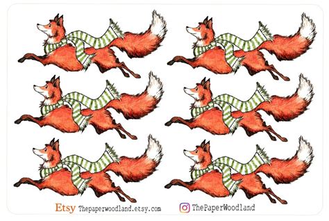 Fox Planner Stickers Cute Fox Stickers Happy Planner Erin - Etsy