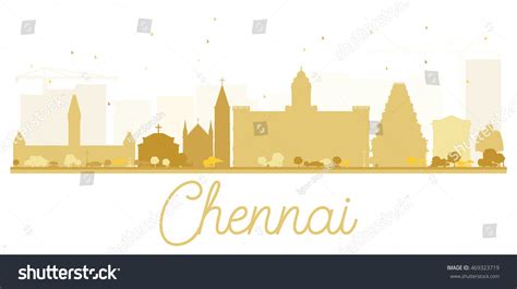 Chennai City Skyline Golden Silhouette Simple Stock Illustration ...