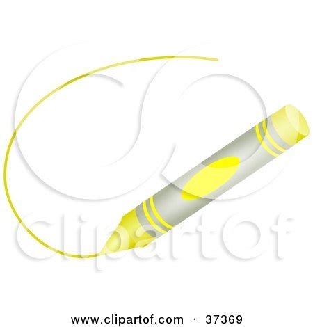 Clipart Illustration of a Yellow Crayon Drawing A Line by Prawny #37369