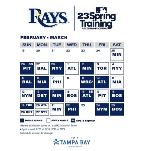 Tampa Bay Rays Announce 2023 Spring Training Schedule For 15th Season ...