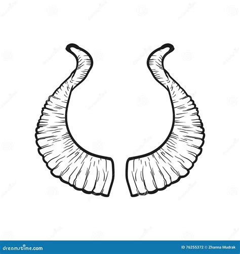 Black Doodle Contoure of Horns Isoleted on White Stock Vector - Illustration of shana, israel ...