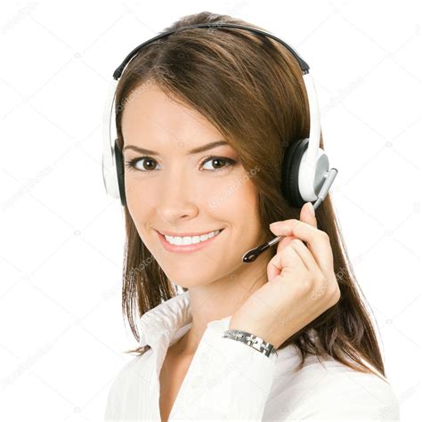 Support phone operator in headset, isolated Stock Photo by ©g_studio 10567451