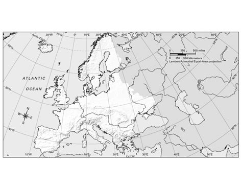 Global Studies Map of Europe Physical Features Quiz