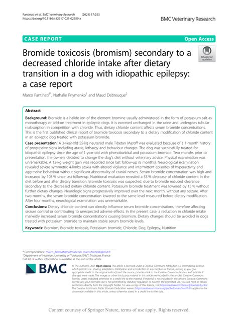 (PDF) Bromide toxicosis (bromism) secondary to a decreased chloride intake after dietary ...