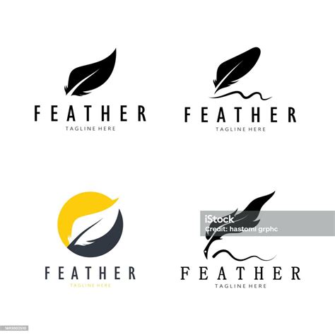 Feather Logo Feather Pen Logo Law Firm Feather Logo Vector Simple Design Stock Illustration ...