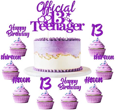 25 Pack Official Teenager 13th Birthday Cake Decorations, Official 13 ...