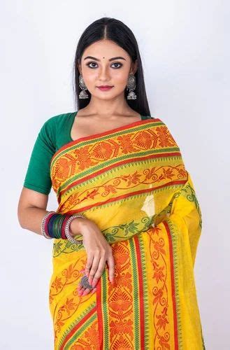 YELLOW AND RED Cotton KOLKATA SAREES at Rs 975 in Kolkata | ID ...