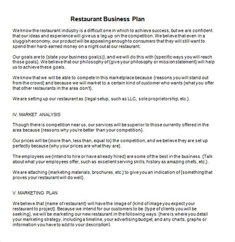 5+ Free Restaurant Business Plan Templates - Excel PDF Formats