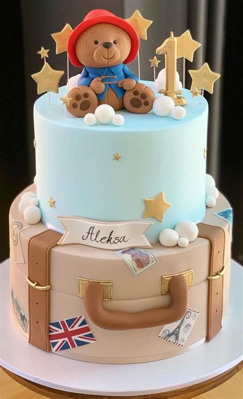 paddington bear cake, paddington first birthday cake, birthday cake decorating ideas, colorful ...