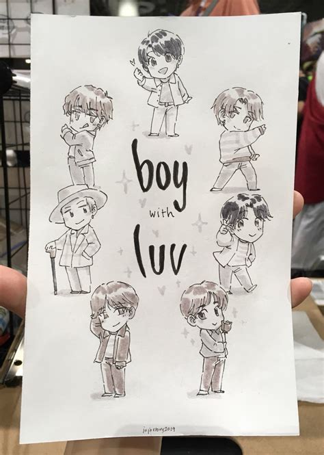 Buy Boy With Luv: Original Ink Drawing Bts Kpop Idol Bts Online in ...