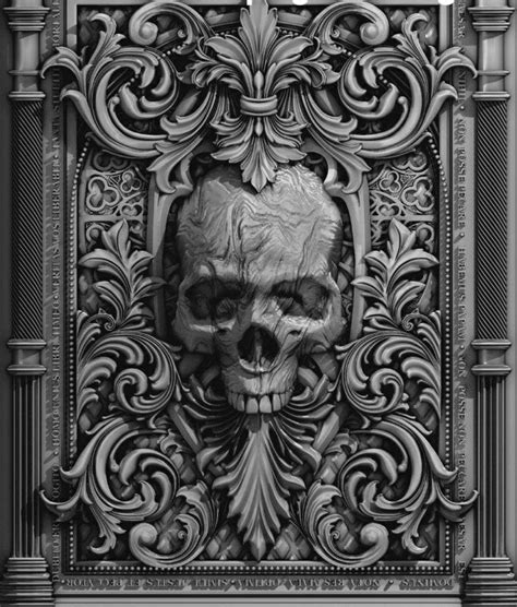 Skull in Victorian frame 3d Print Files STL - Dezin