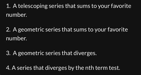 Solved 1. A telescoping series that sums to your favorite | Chegg.com