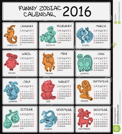 Printable Zodiac Calendar