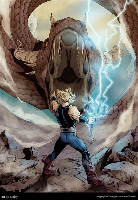 Thor VS Jormungandr by Noiry on DeviantArt