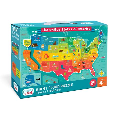 USA Map 50 Piece Jigsaw Floor Puzzle