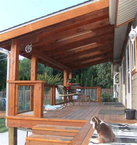 Partial cover for existing deck | Decks and porches, Mobile home porch, Patio deck designs