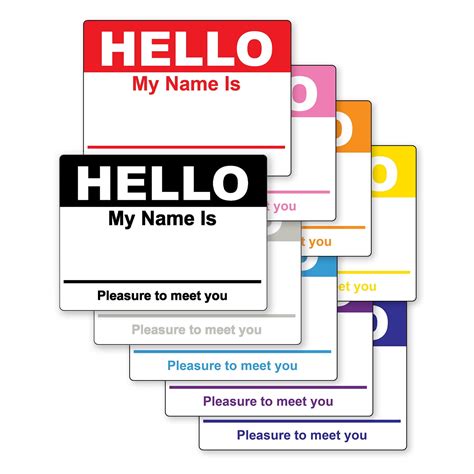 Hello My Name is Stickers Name Badge (4 x 2-5/16 inch, 100 Stickers per Roll, Assorted Colors ...