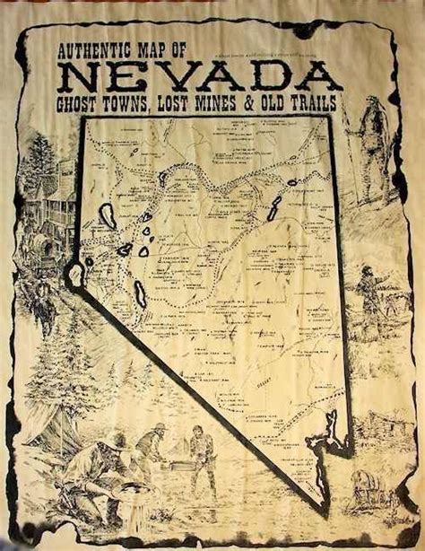 Nevada Ghost Towns, Lost Mines and Old Trails Map at Circle KB.com All Western Cowboy | The ...