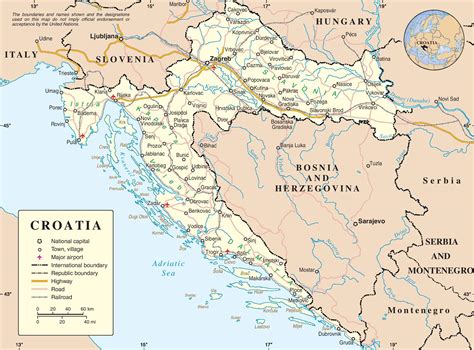 Croatia road map - Driving map of croatia (Southern Europe - Europe)