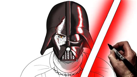 How To Draw Darth Vader (Cracked Helmet) | Step By Step | Star Wars ...