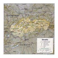 Large topographical map of Slovakia and neighboring countries ...